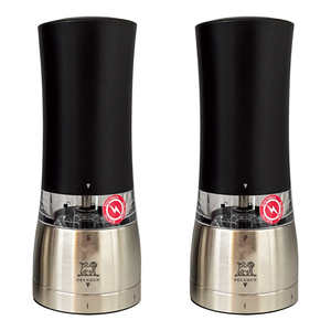 Peugeot DUO DAMAN, Elektrische Salz- & Pfeffermühlen, U-Select Steel Grinder, Schwarz - 16 cm